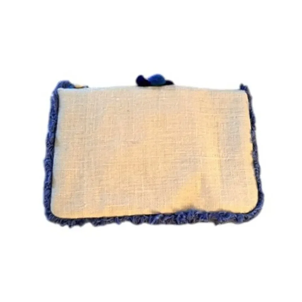 Roller Rabbit Kaela Beaded Shell Embroidered Clutch Jute Boho Bag